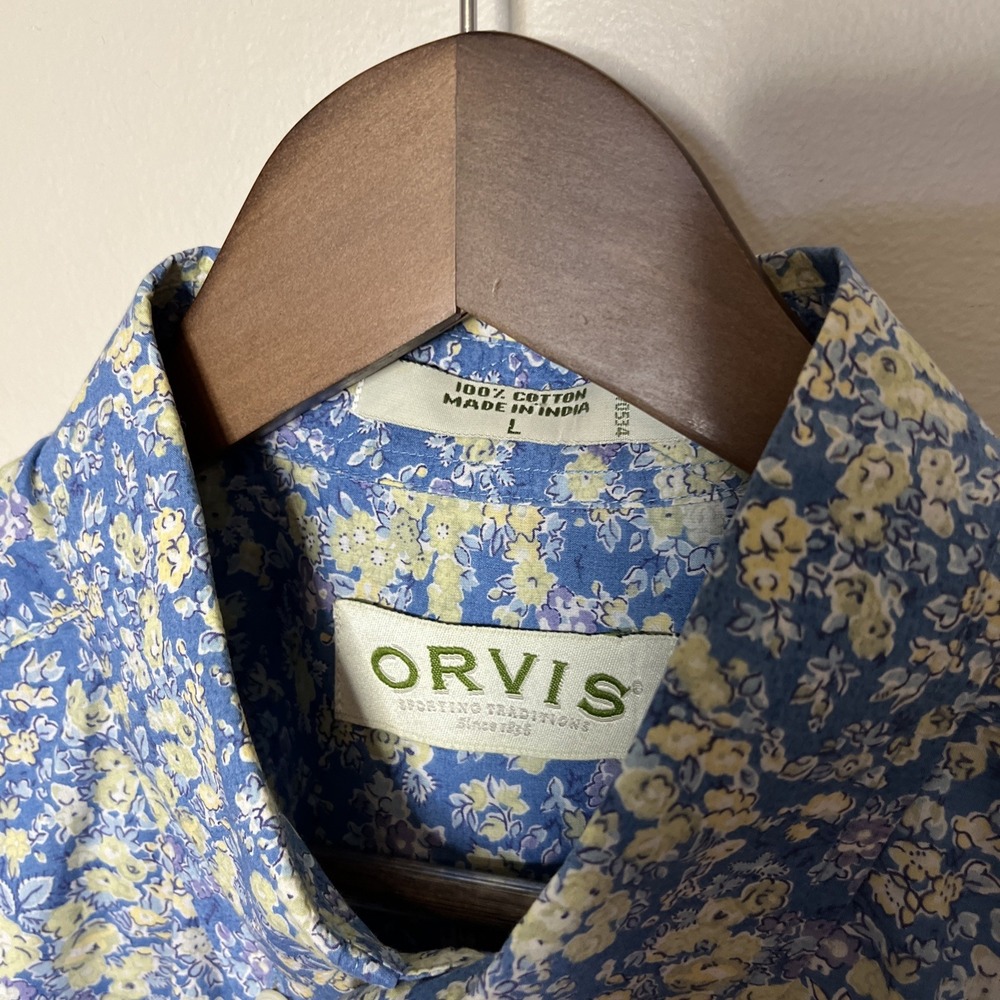 Orvis Men's Short Sleeve Hawaiian Colorful Button Down Collared Shirt Large - Picture 6 of 6